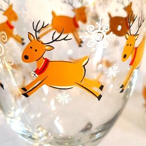 Vintage Libbey Reindeer Water/Wine Glass Goblets - Set Of 4
